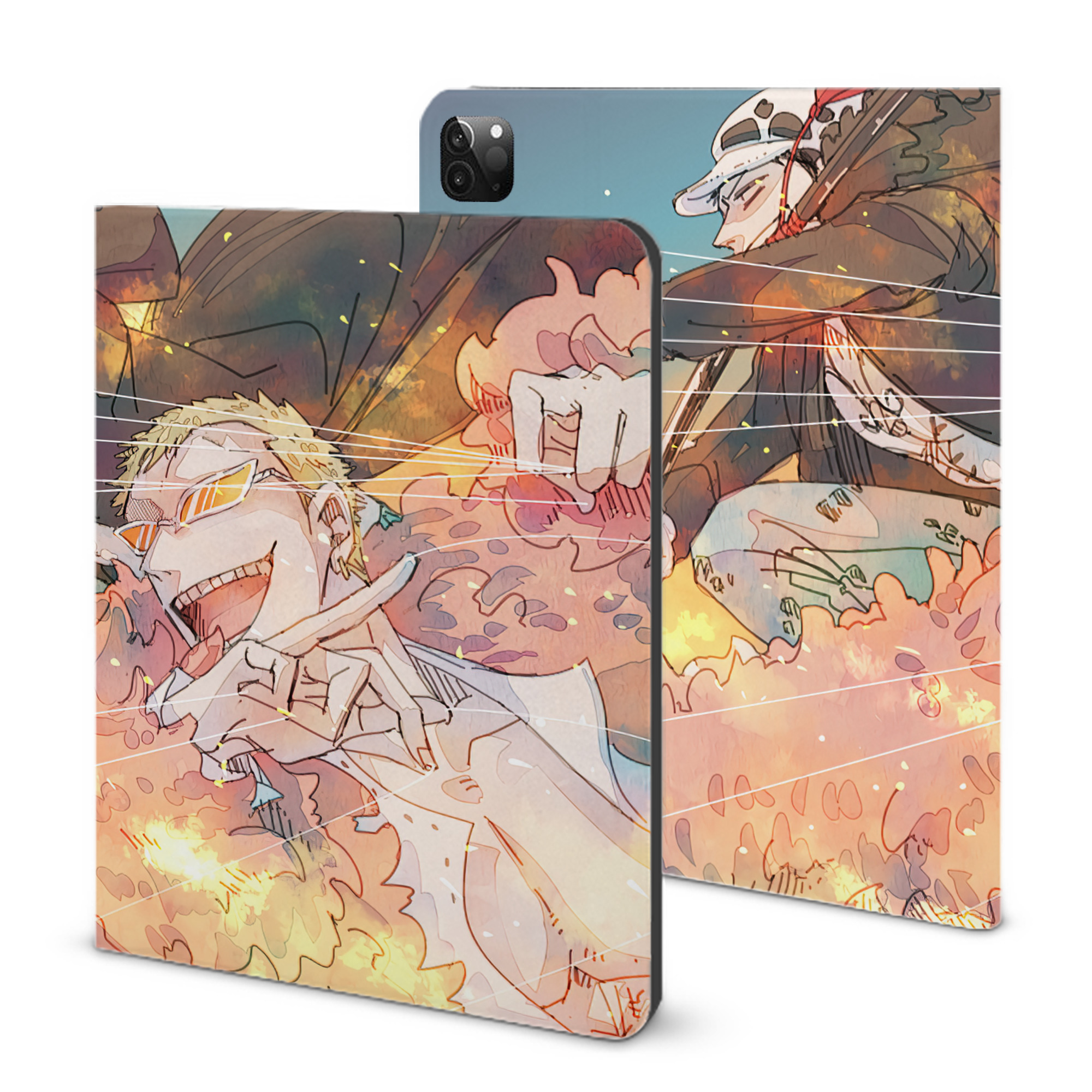 （画像用） ワンピース ONE PIECE IPadケース ペンホルダー付き ブックスタイルデザイン